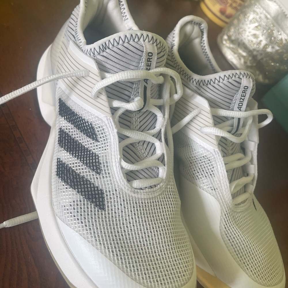 Adidas Adizero White and Black Running Shoes